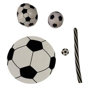 5-piece soccer lot erasers wood decor hacky sack & stress ball